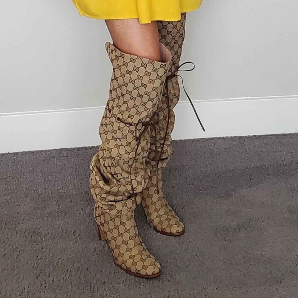 GUCCI - beige cloth boots - Picture 7 of 7